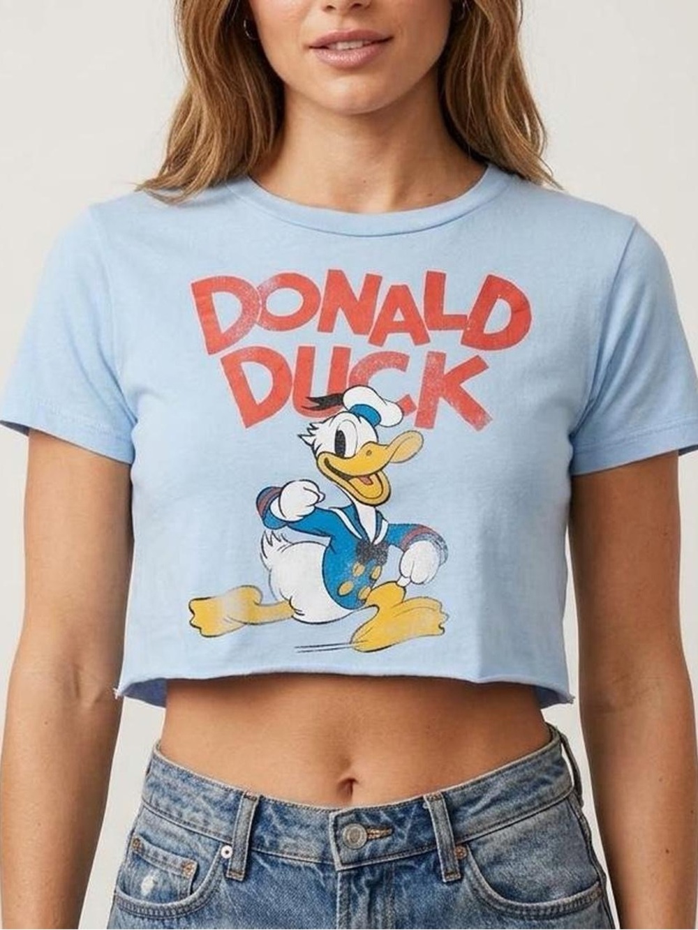 Disney Donald Duck Cropped Graphic Tee - Picture 1 of 6